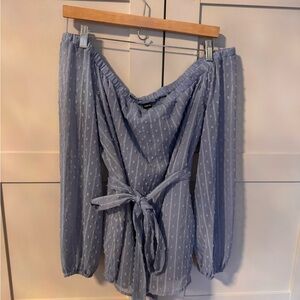 SHEIN Light Blue Off-Shoulder Blouse